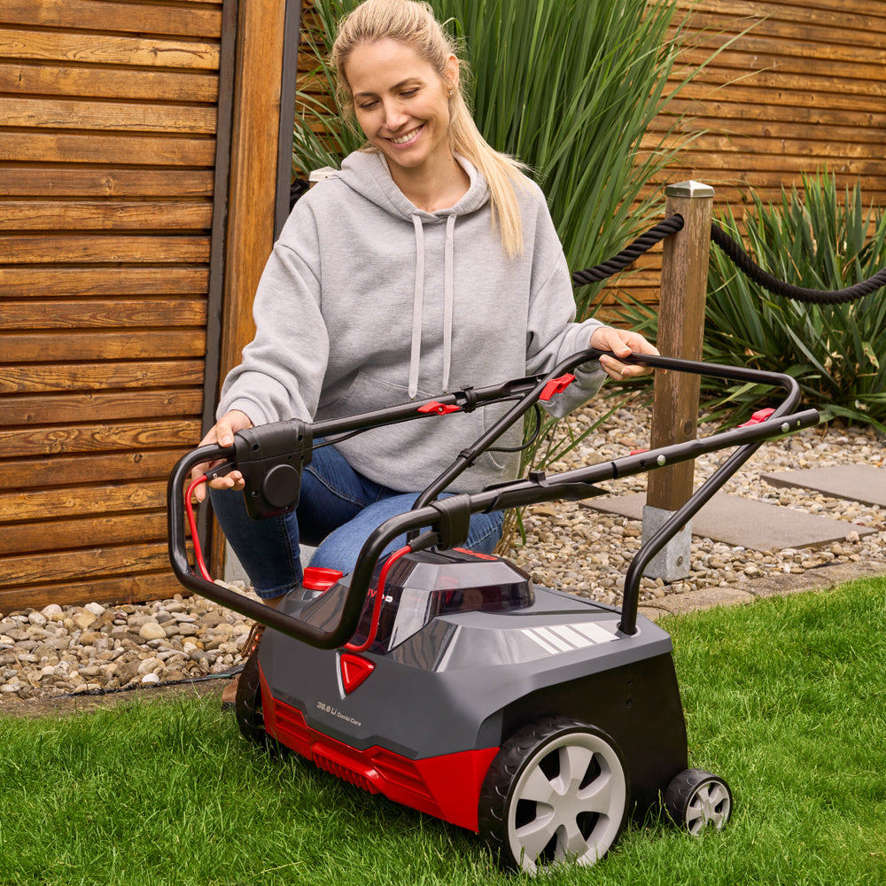 AL-KO Comfort 18V/36V 38.6 Li Combi Care Cordless Lawn Scarifier (with 2 x 5.0Ah/2.5Ah Batteries & Double Fast Charger