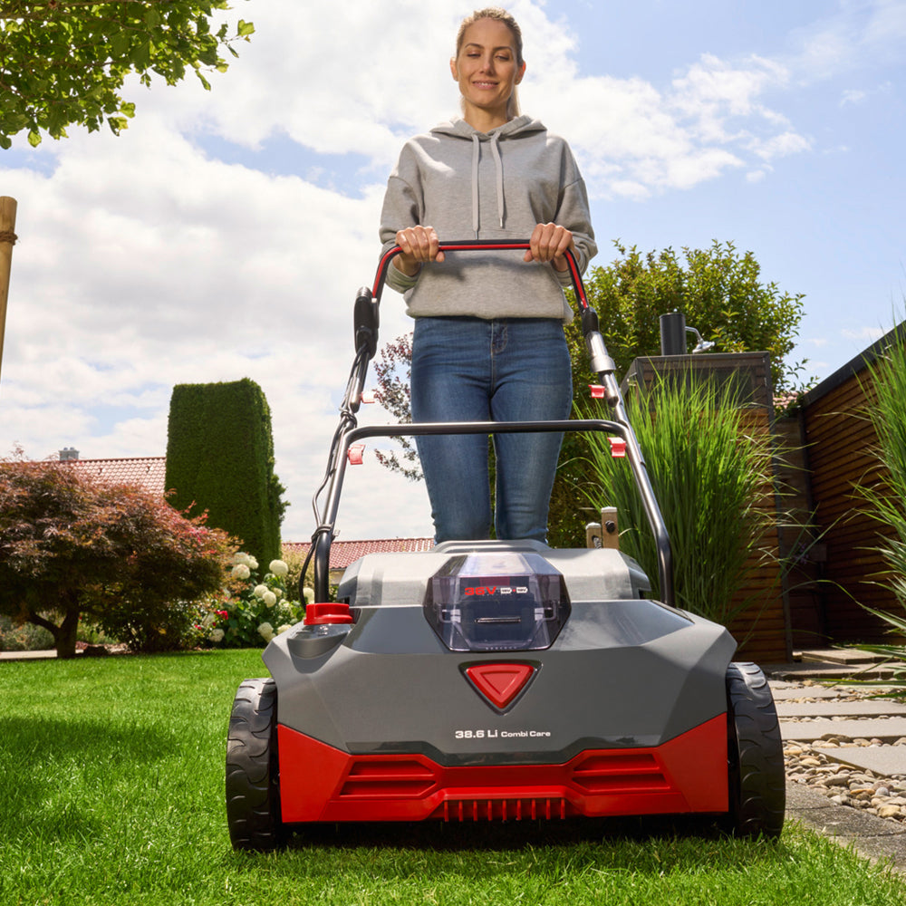AL-KO Comfort 18V/36V 38.6 Li Combi Care Cordless Lawn Scarifier (with 2 x 5.0Ah/2.5Ah Batteries & Double Fast Charger