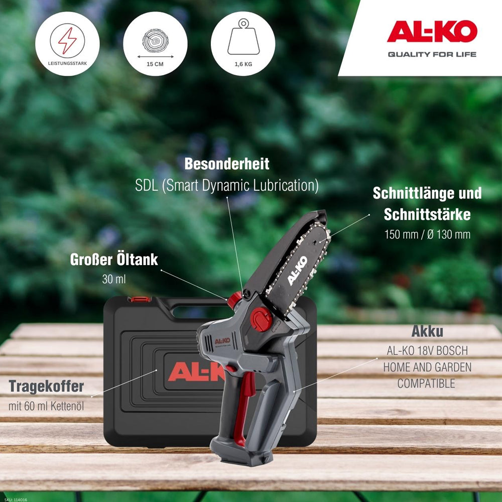 AL-KO CSM 1815 18V Bosch Home & Garden Compatible 18V Cordless Pruning Chainsaw (Tool Only)