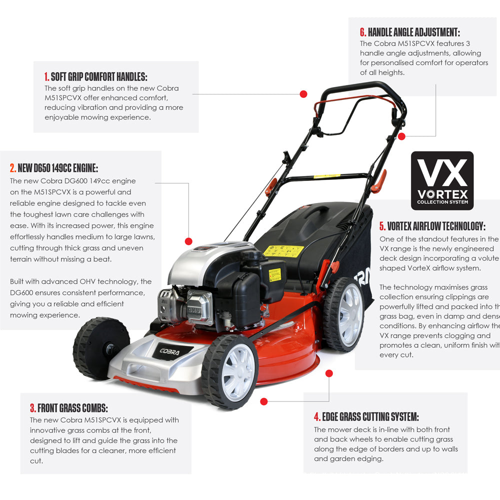 Cobra M51SPCVX 4-in-1 Self-Propelled Petrol Lawn Mower