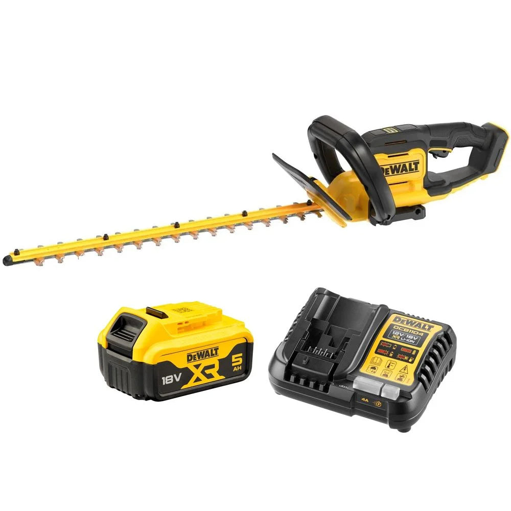 DeWalt DCMHT564P1-GB 18V XR Cordless Hedge Trimmer (with 5Ah Battery & 4A Charger)
