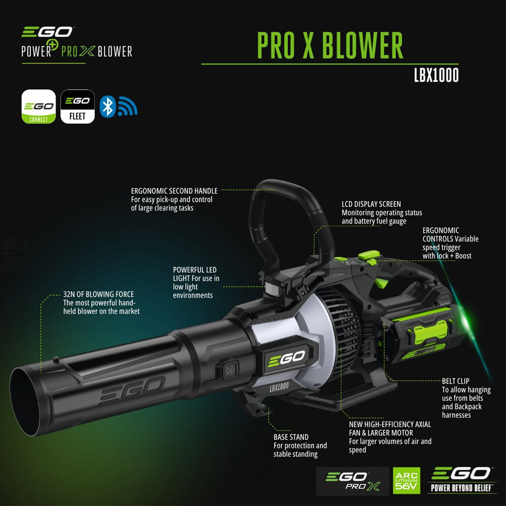EGO Power+ LBX1000 Pro X 1700m³/h 56V Cordless Leaf Blower (Bare Tool)