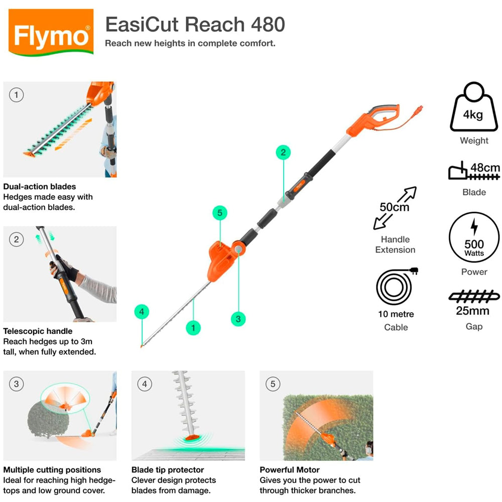Flymo EasiCut Reach 480 Electric Hedge Trimmer