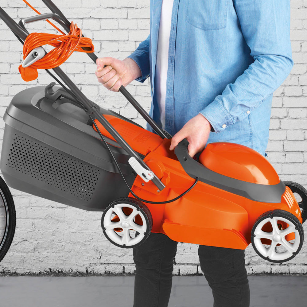 Flymo EasiStore 340R Electric Rotary Lawn Mower with Rear Roller