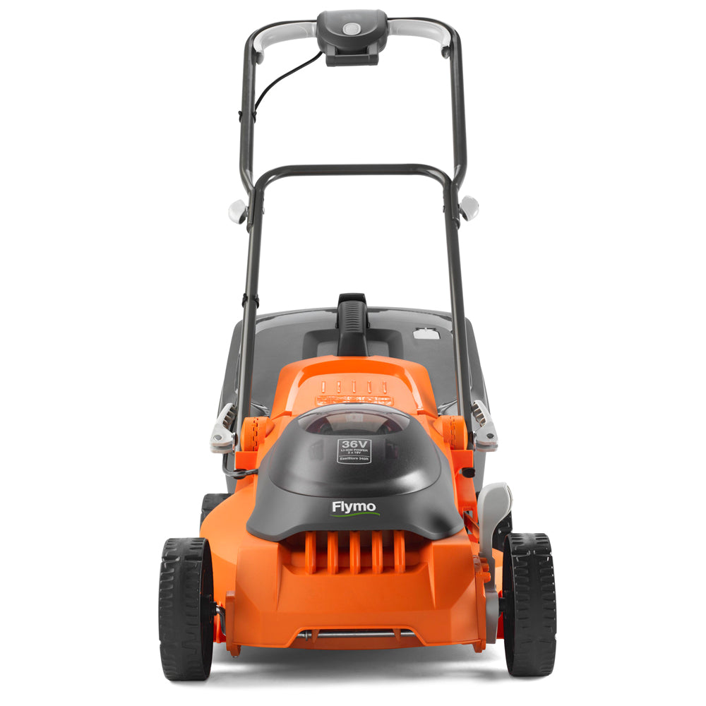 Flymo EasiStore 340R 36V Push Cordless Lawn Mower with Rear Roller (with 2 x 2.0Ah 18V Batteries & Chargers)