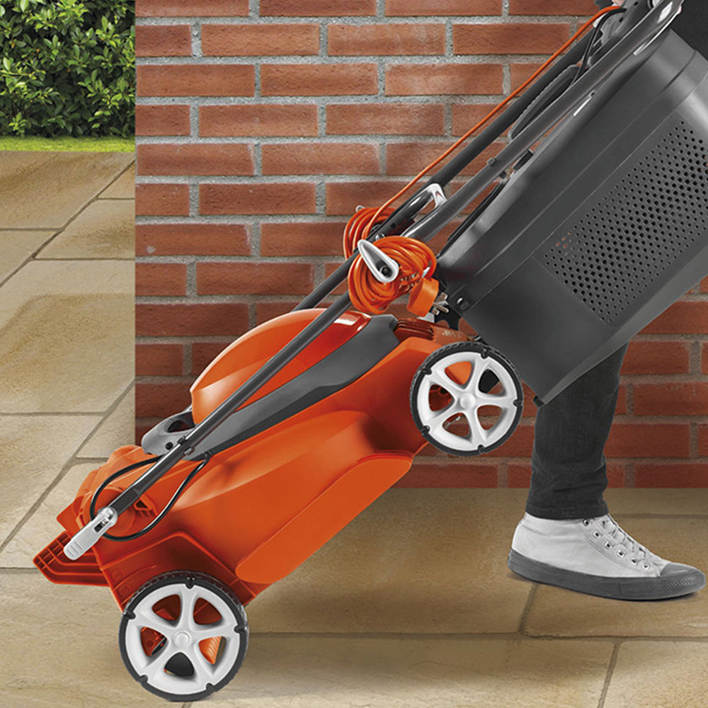 Flymo EasiStore 380R Electric Rotary Lawn Mower with Rear Roller
