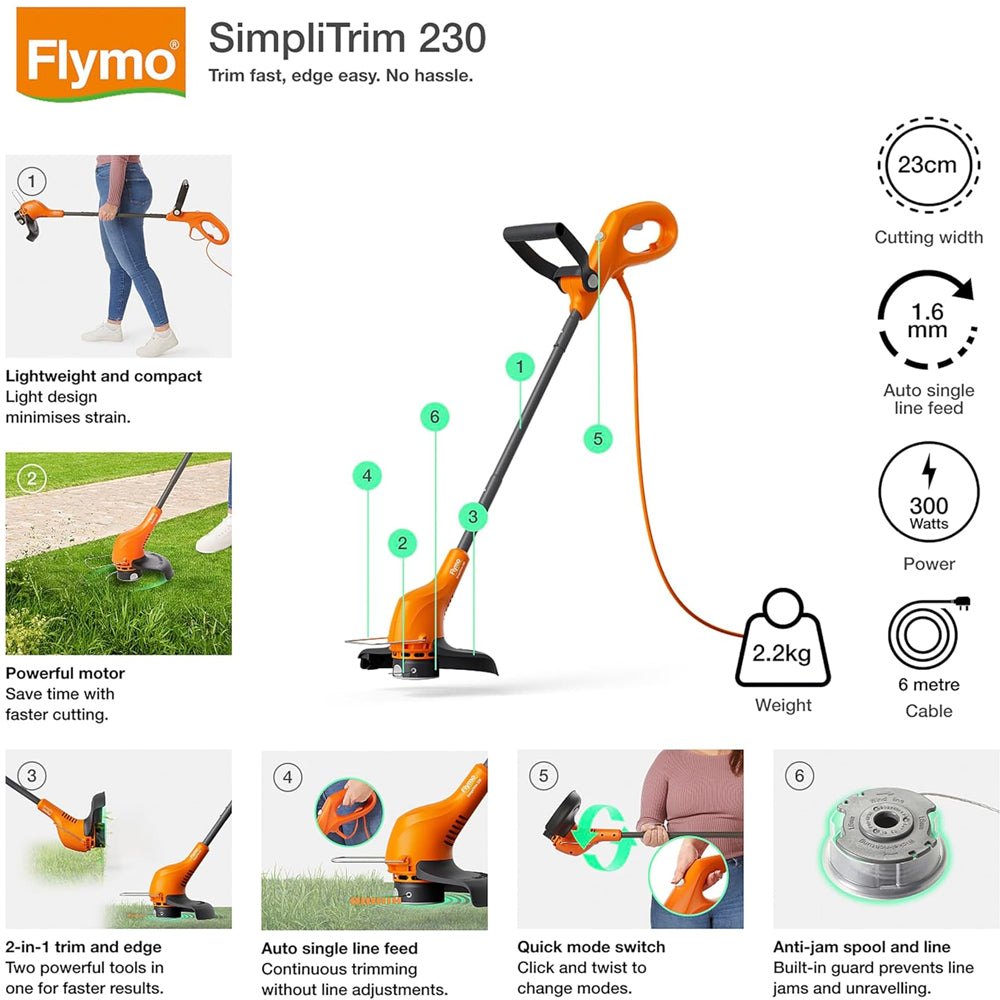 Flymo SimpliTrim 230 2-in-1 Electric Grass Trimmer & Edger
