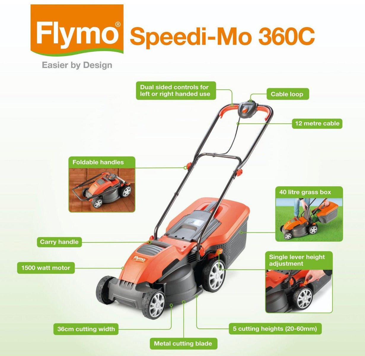 Flymo Speedi-Mo 360C Electric Rotary Lawn Mower