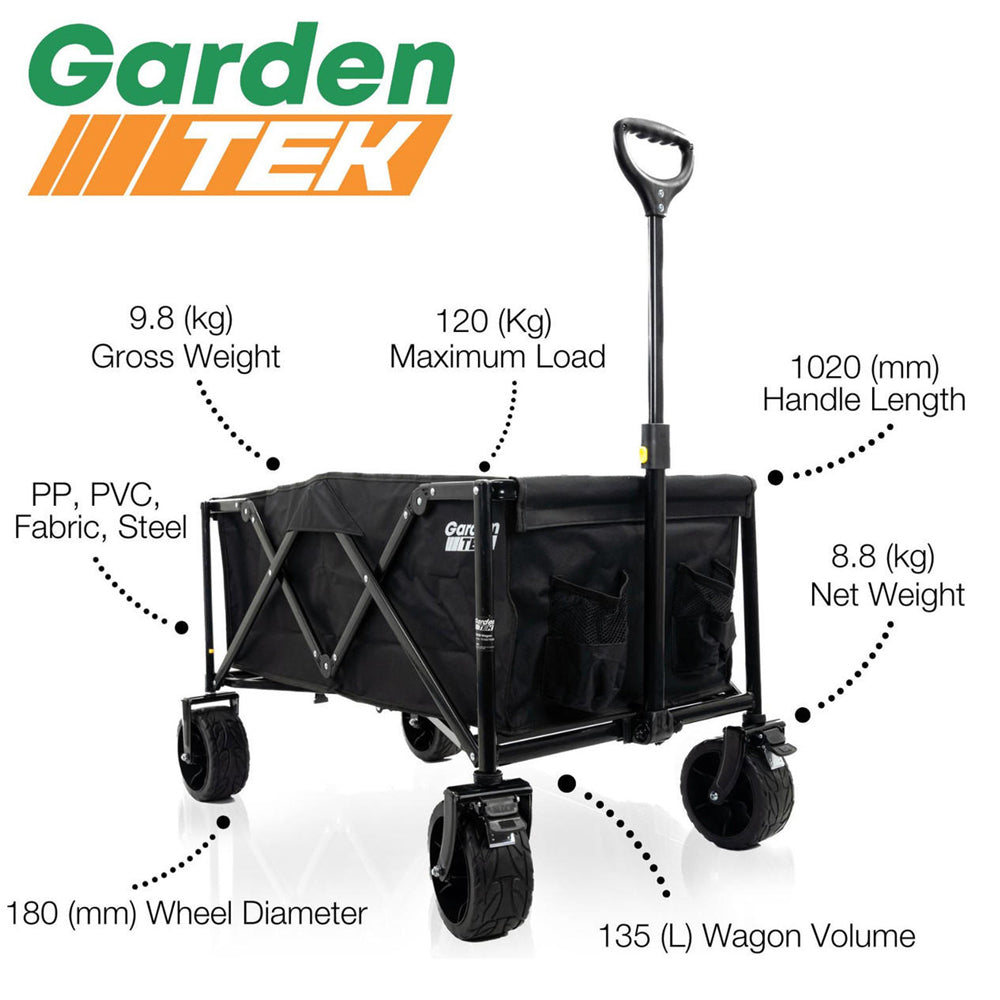 GardenTek GTW260 120kg / 135L Folding Garden Trolley