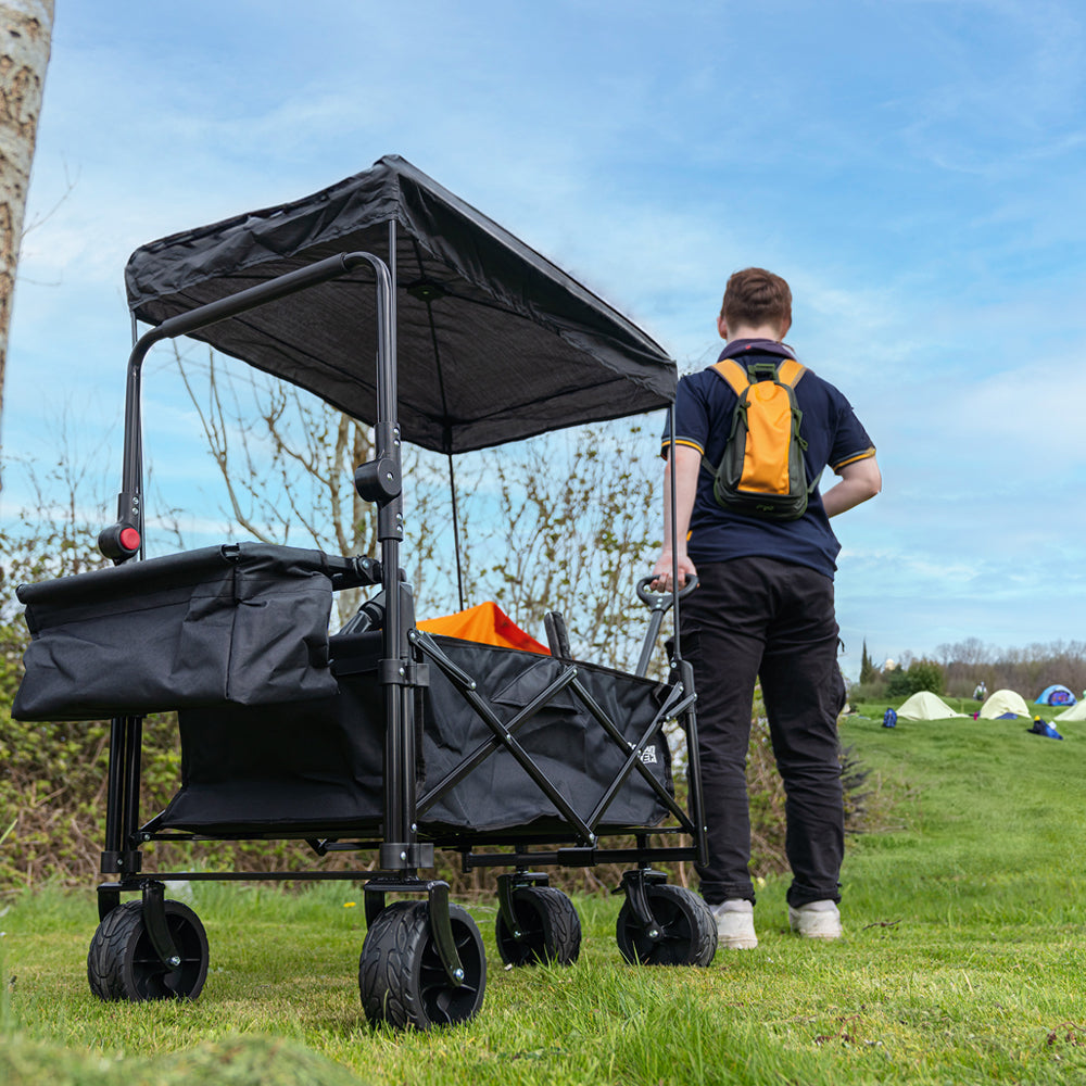 GardenTek GTW330 90kg / 120L Folding Festival Trolley with Canopy