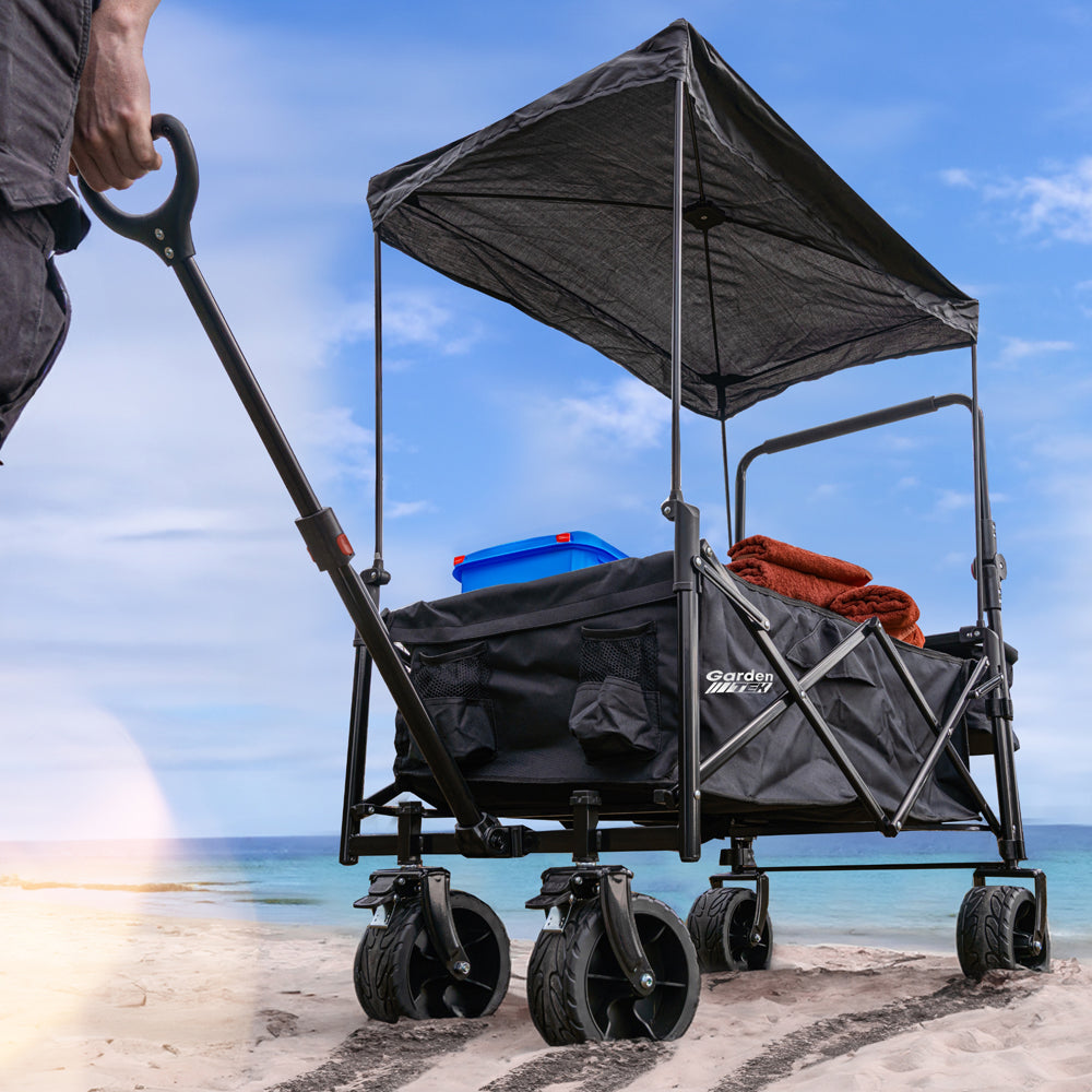 GardenTek GTW330 90kg / 120L Folding Festival Trolley with Canopy