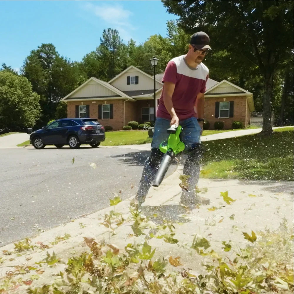 GreenWorks BL48L421-01 48V (24V+24V) Cordless Blower Vacuum (with 2 x HP 4AH Batteries, 140W USB Charger & 2 x 140W Cables )