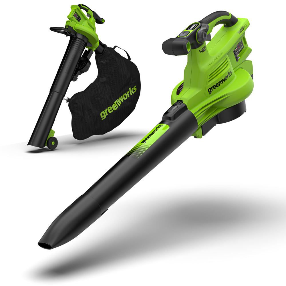 GreenWorks BL48L421-01 48V (24V+24V) Cordless Blower Vacuum (with 2 x HP 4AH Batteries, 140W USB Charger & 2 x 140W Cables )