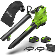 GreenWorks BL48L421-01 48V (24V+24V) Cordless Blower Vacuum (with 2 x HP 4AH Batteries, 140W USB Charger & 2 x 140W Cables )