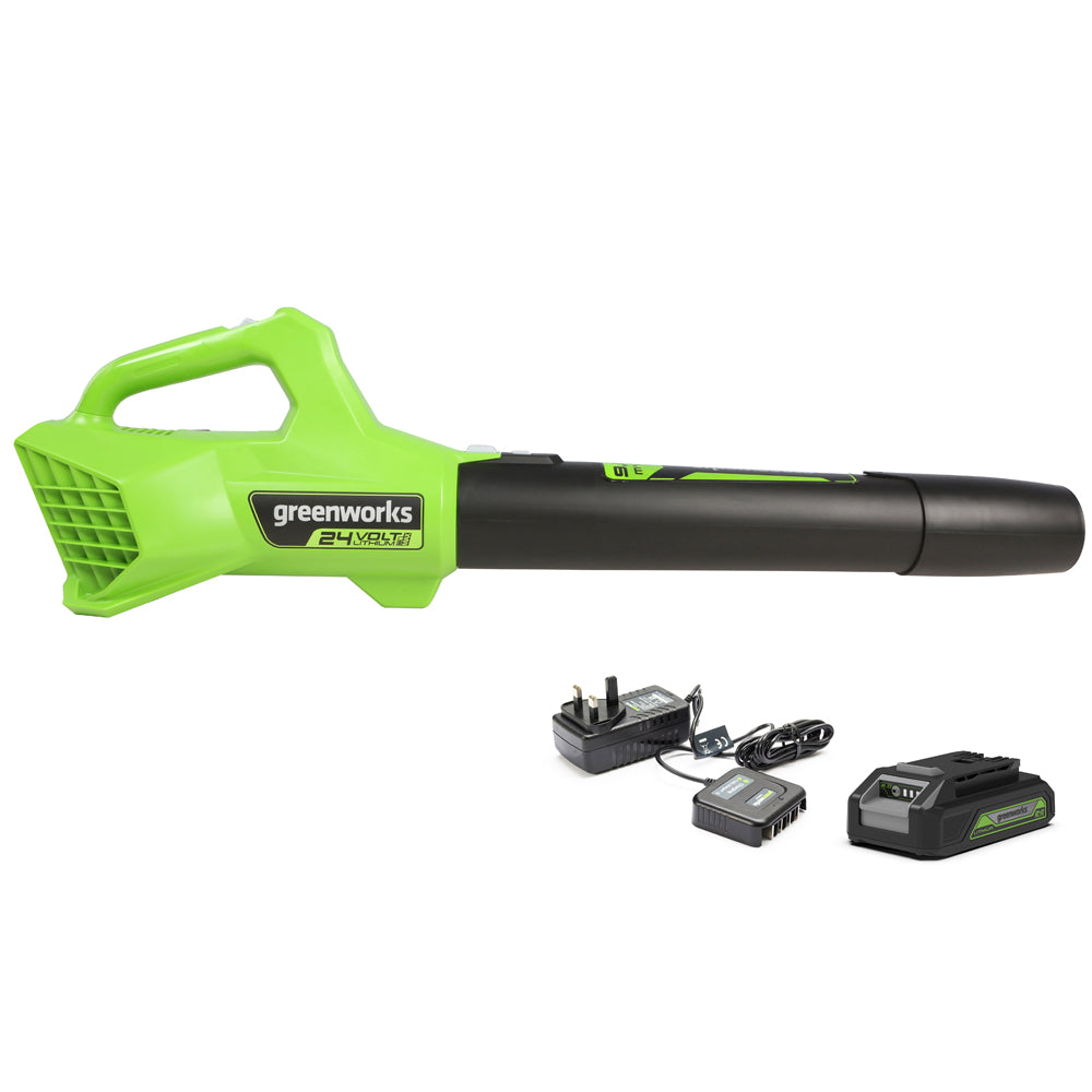 GreenWorks G24ABIIK2 24V Cordless Axial Blower (with 2Ah Battery & 2A Charger)