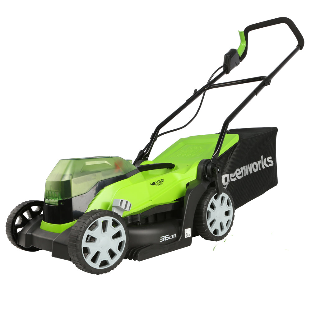 GreenWorks G24X2LM36K2X 3-in-1 36cm 48V Push Cordless Lawn Mower (with 2 x 2Ah 24V Batteries & Twin Charger)
