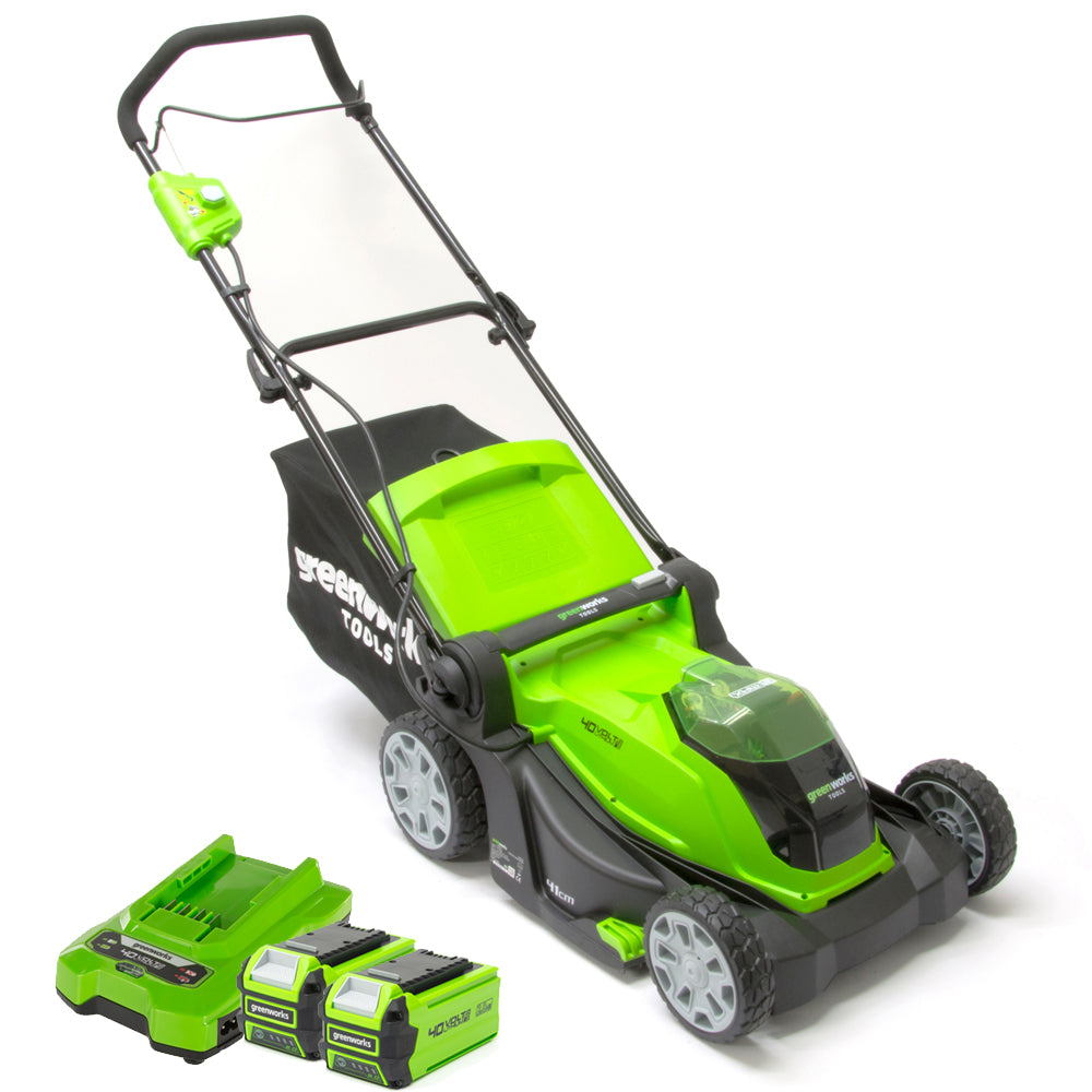 GreenWorks G40LM41K2X 2-in-1 G-MAX 40V Push Cordless Lawn Mower (with 2 x 2Ah Batteries and 2A Charger)