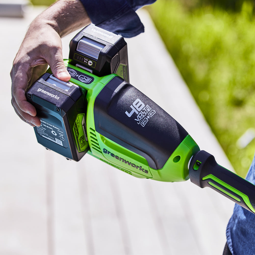 GreenWorks GD24X2TXK4X Split-Shaft 48V (2 x 24V) Cordless Grass Trimmer (with 2 x 4Ah Batteries & 2A Twin Charger)