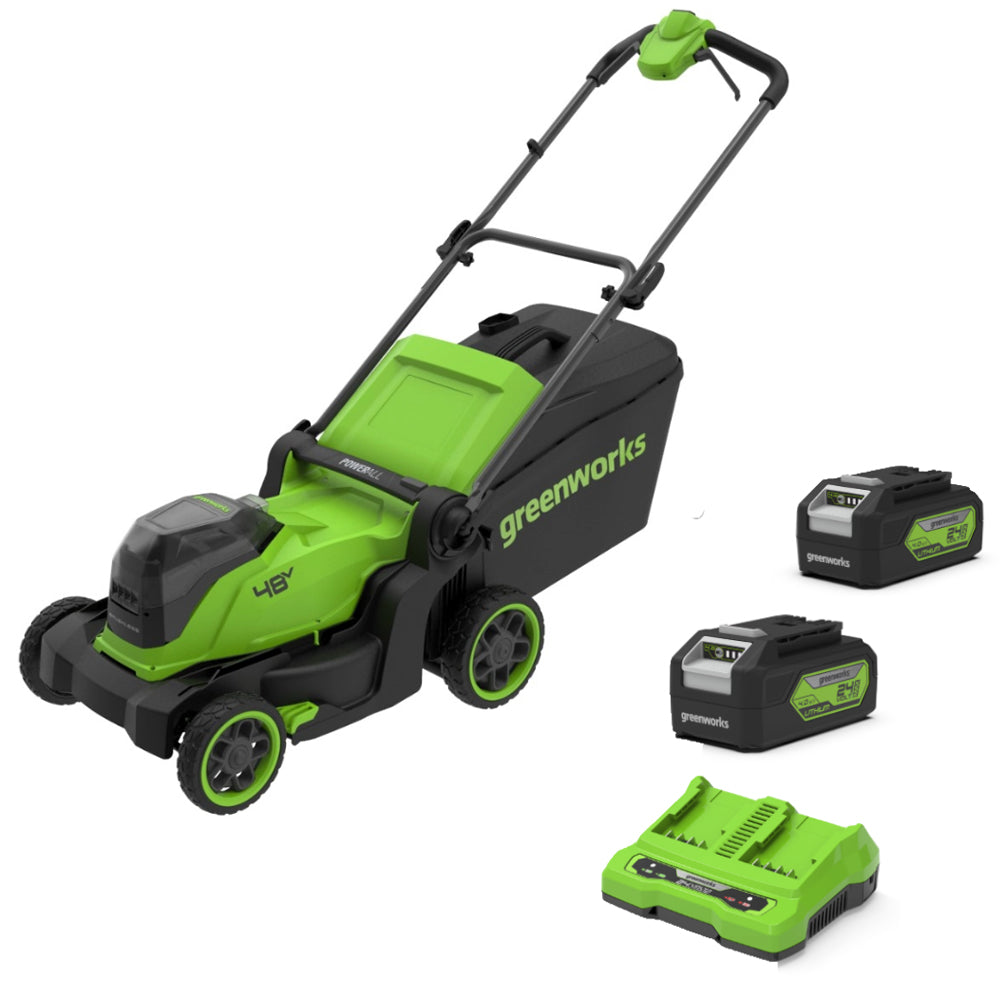 GreenWorks MO48L422-01 3-in-1 41cm Push 48V (24V+24V) Cordless Lawn Mower (with 2 x 4Ah 24V Batteries & 4A Twin Charger)