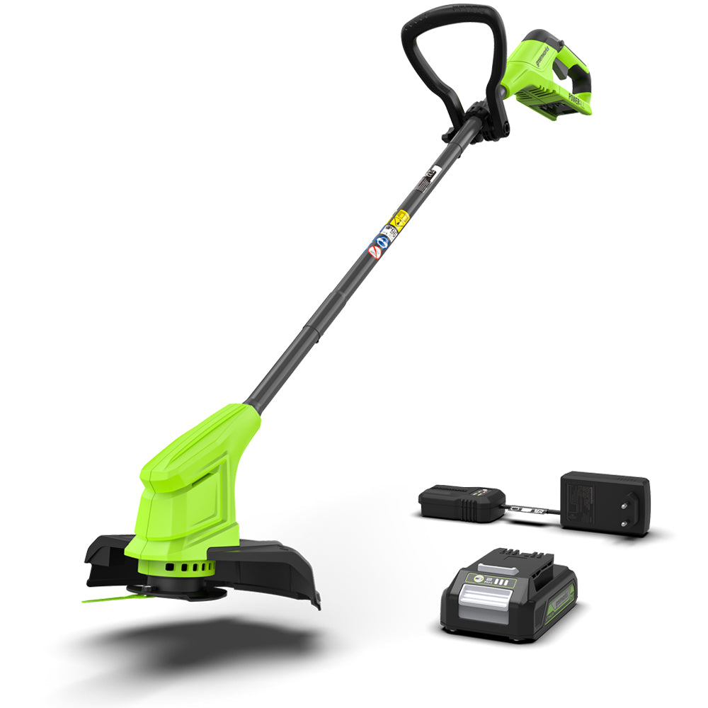 GreenWorks ST24B216-01 25cm 24V Cordless Grass Trimmer (with 2Ah Battery & Charger)