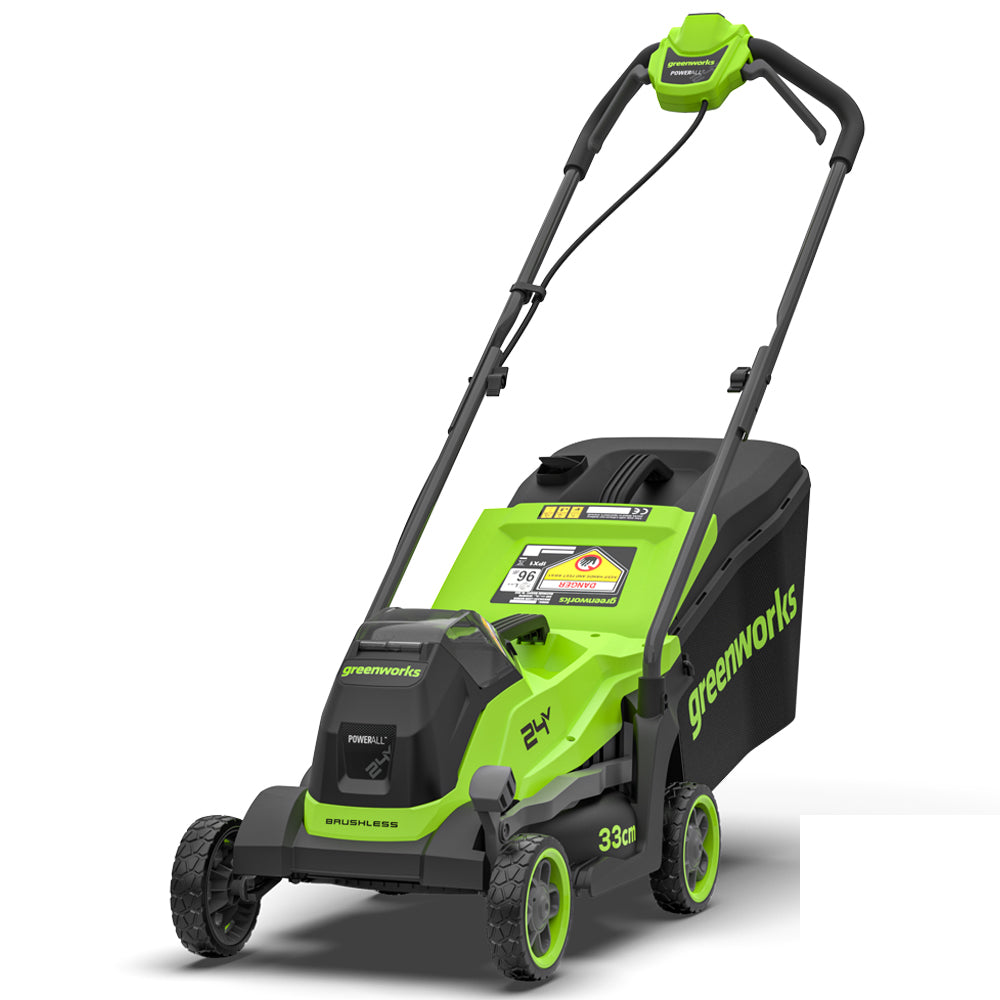 GreenWorks MTCK24B410-01 33cm Push Lawn Mower + 25cm Grass Trimmer 24V Cordless Combo Set (with 4Ah Battery & 2A Charger)