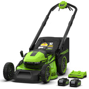 GreenWorks MO48L424-01 4-in-1 46cm Self-Propelled 48V (24V+24V) Cordless Lawn Mower (with 2 x 4Ah 24V Batteries & 4A Twin Charger)