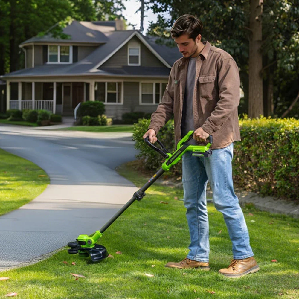 GreenWorks ST24B218-01 24V Cordless Grass Trimmer / Lawn Edger (with 2Ah Battery & Charger)