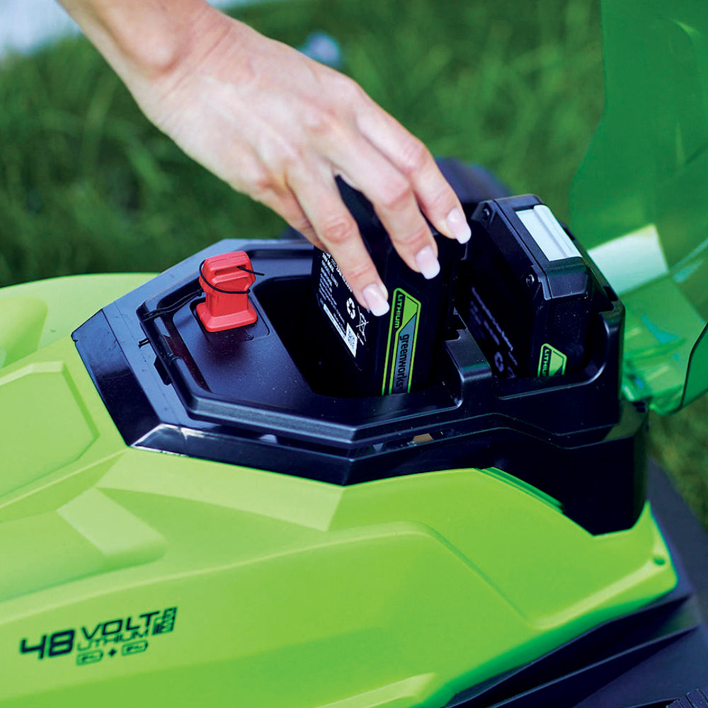 GreenWorks G24X2LM36K2X 3-in-1 36cm 48V Push Cordless Lawn Mower (with 2 x 2Ah 24V Batteries & Twin Charger)