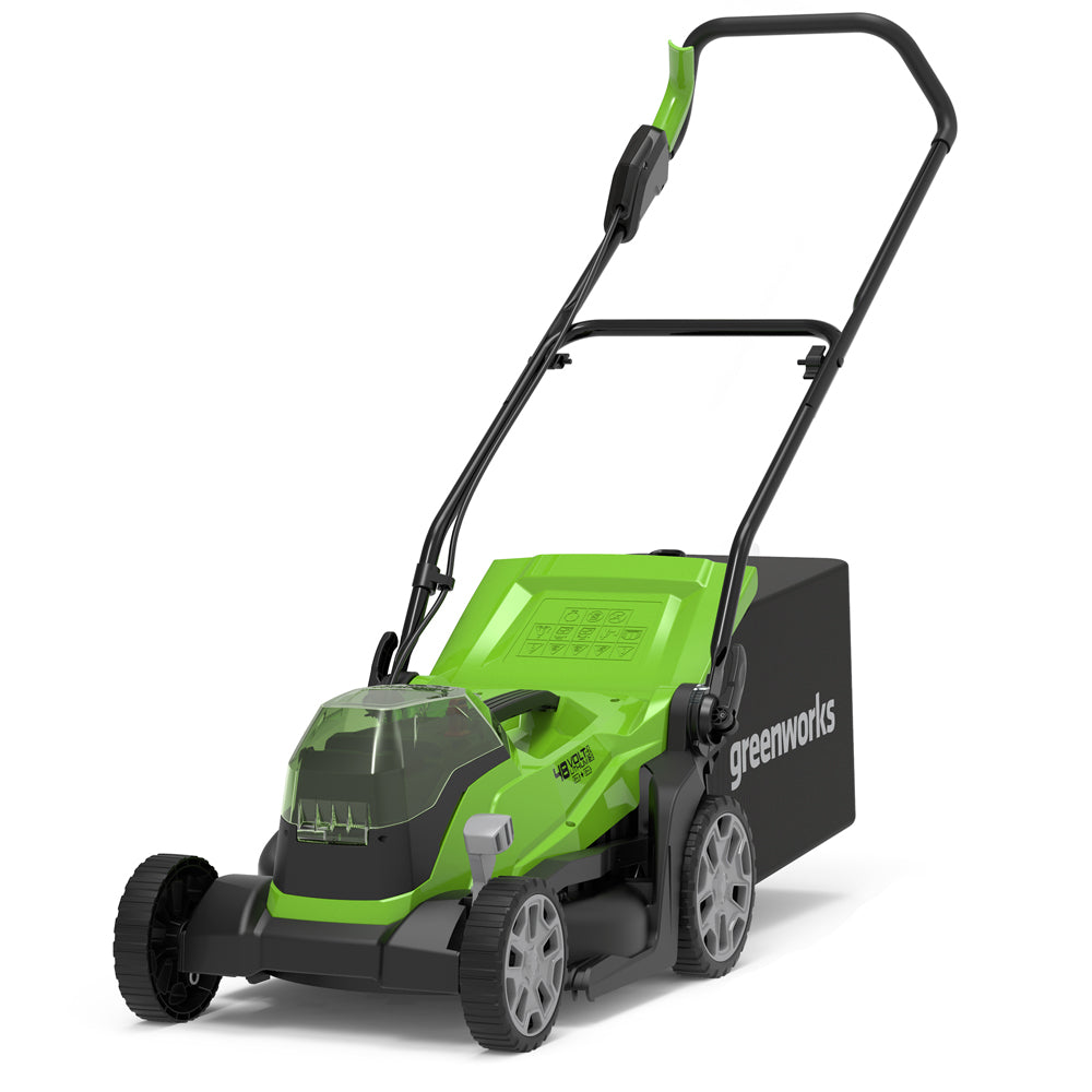 GreenWorks G24X2LM36K2X 3-in-1 36cm 48V Push Cordless Lawn Mower (with 2 x 2Ah 24V Batteries & Twin Charger)