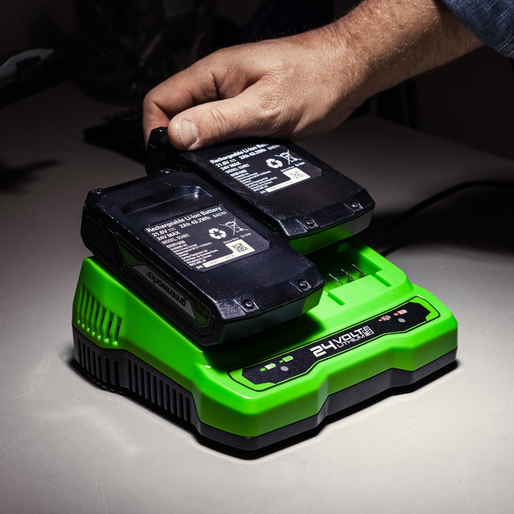 GreenWorks G24X2UC2 24V+24V 2A Twin Port Lithium-Ion Battery Charger (BS Plug)
