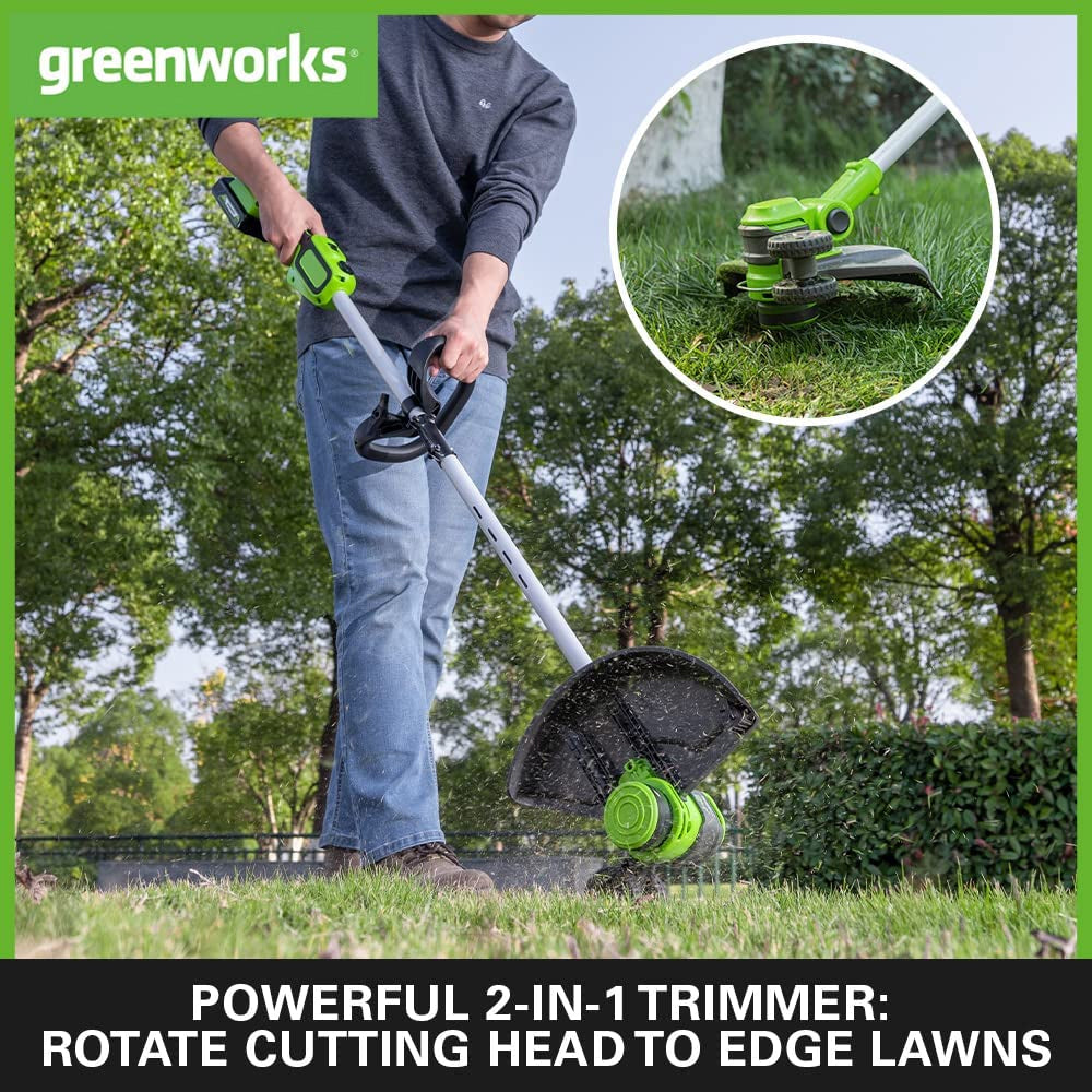 GreenWorks ST24L02-01 33cm 24V Cordless Grass Trimmer / Lawn Edger (Bare Tool)