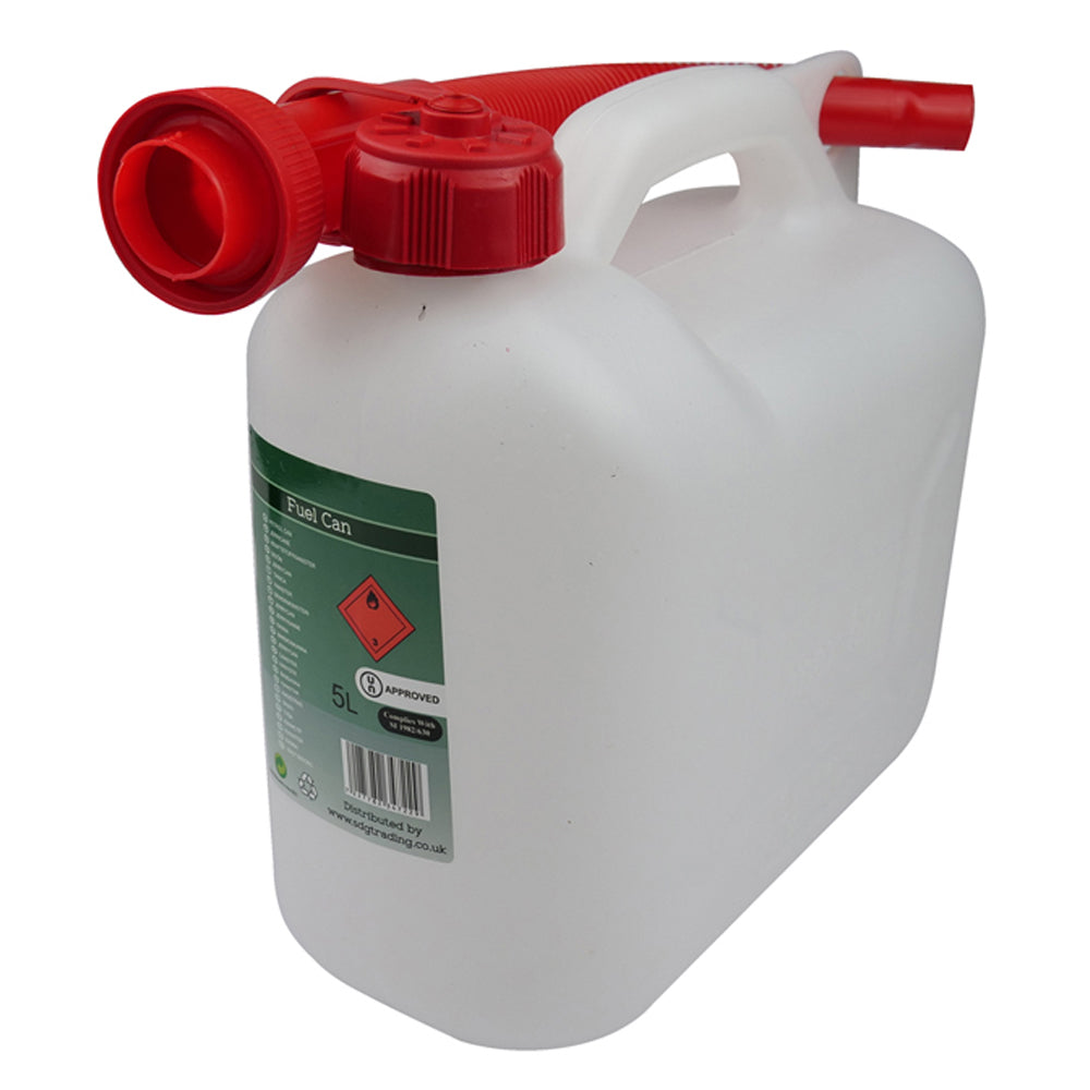 Handy Parts 5 Litre Fuel Can with Pouring Spout & Safety Cap - Clear
