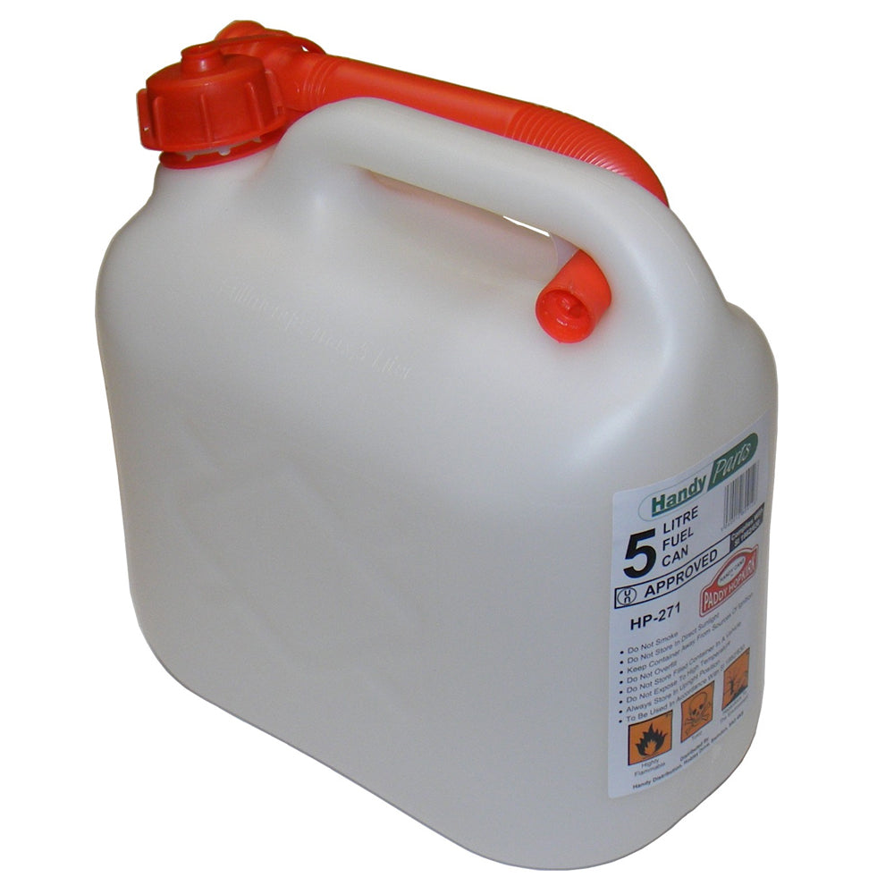 Handy Parts 5 Litre Fuel Can with Pouring Spout & Safety Cap - Clear ...