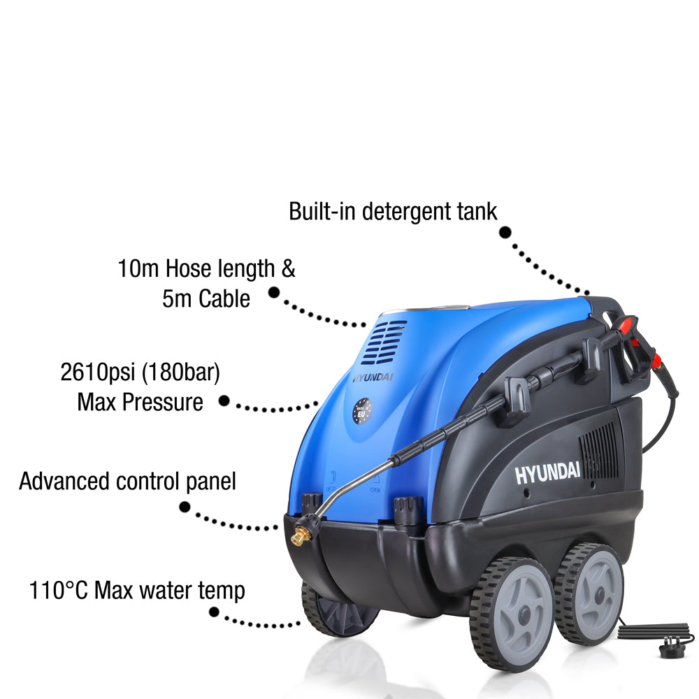 Hyundai HY155HPW-1 2610psi 110°C 2.8kW Electric Hot Pressure Washer
