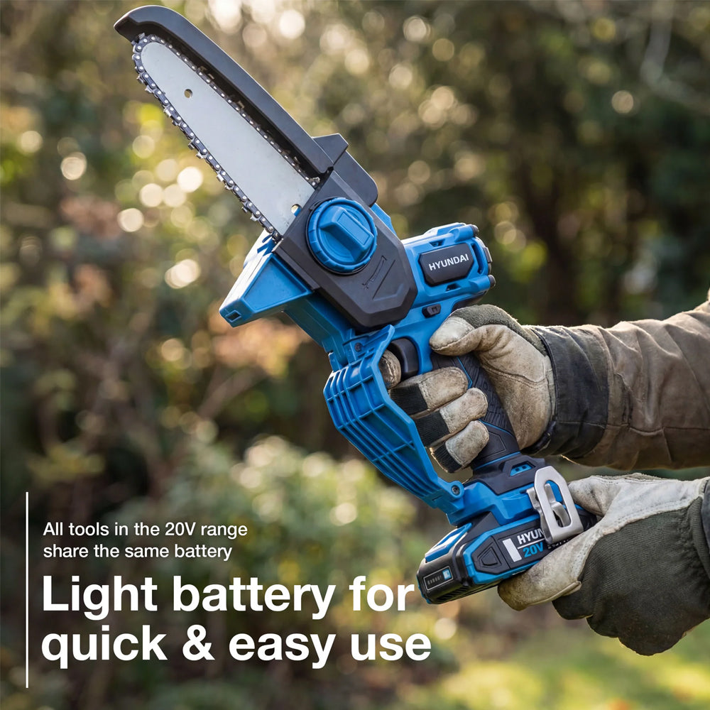 Hyundai HY20CCS150 20V MAX Cordless Mini Chainsaw (with 2Ah Battery & 2A Charger)