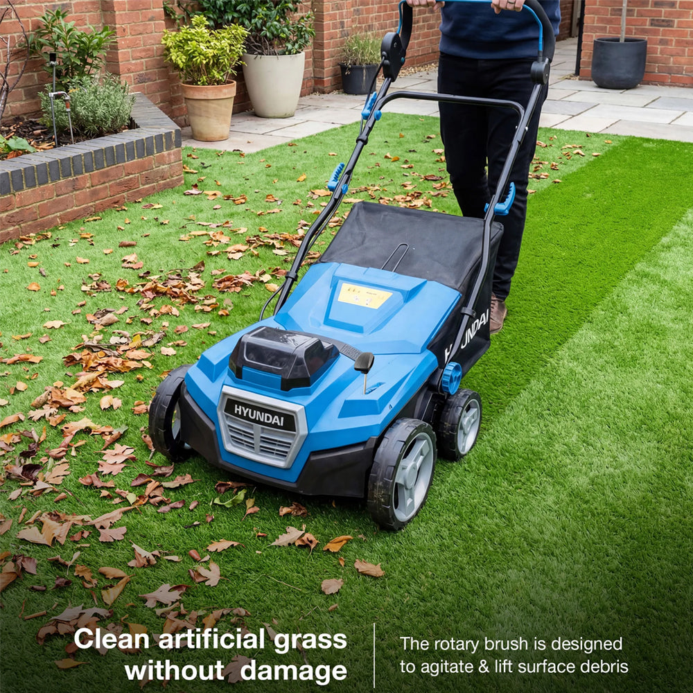 Hyundai HY40CSW38 38cm 40V (2x20V) Cordless Artificial Grass Sweeper / Brush (with 2 x 4Ah Batteries & Dual Charger)