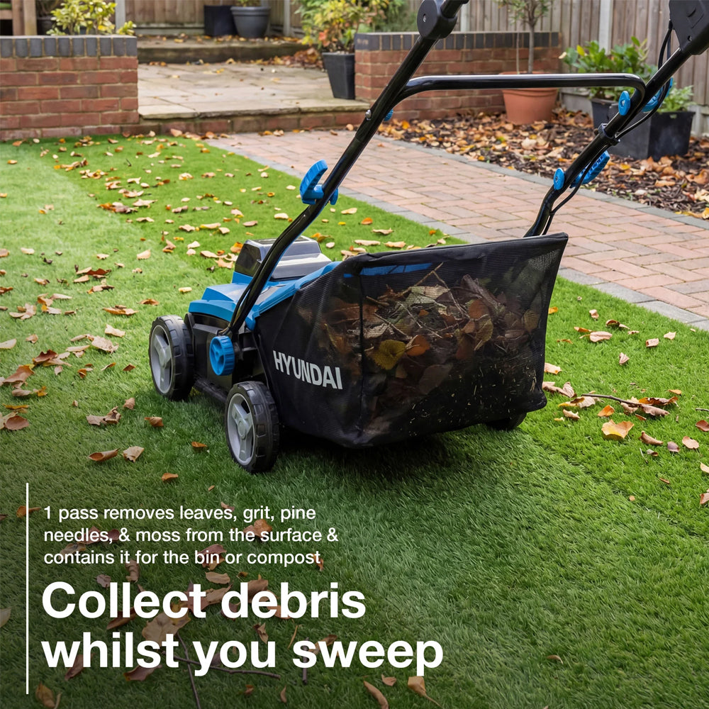 Hyundai HY40CSW38 38cm 40V (2x20V) Cordless Artificial Grass Sweeper / Brush (with 2 x 4Ah Batteries & Dual Charger)