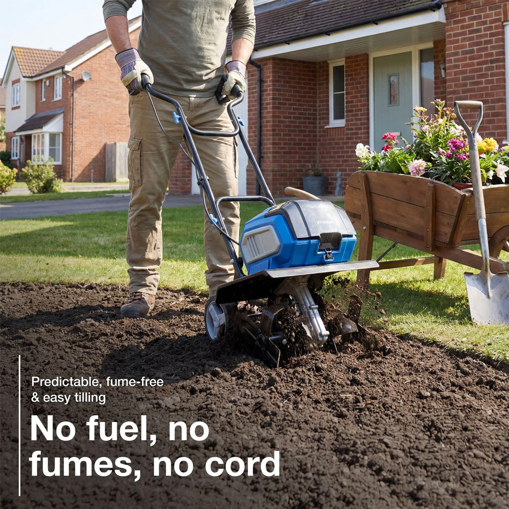 Hyundai HY40CT36 40V (2x20V) Cordless Tiller (with 2 x 4Ah Batteries & Dual Charger)