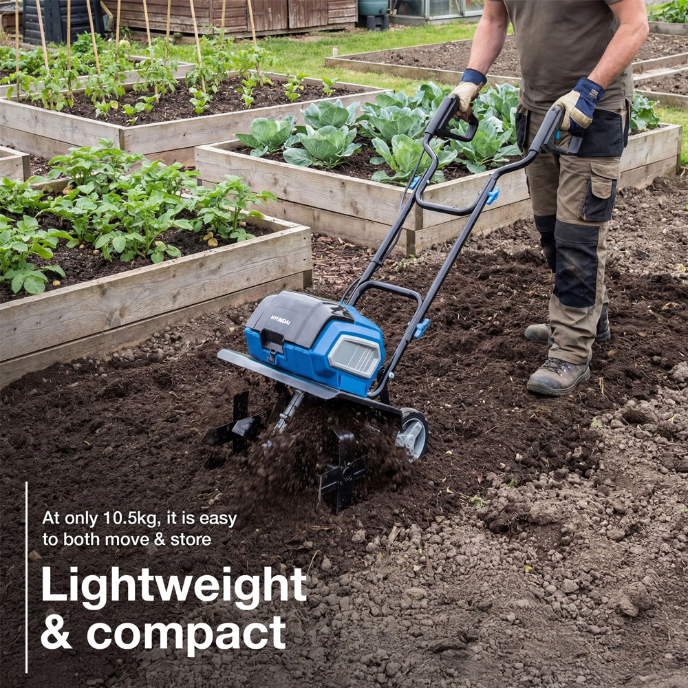 Hyundai HY40CT36 40V (2x20V) Cordless Tiller (with 2 x 4Ah Batteries & Dual Charger)