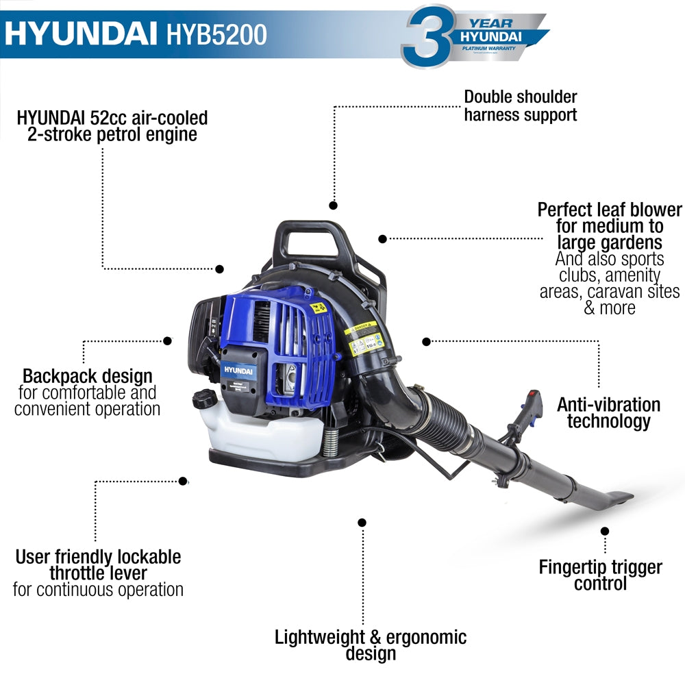 Hyundai HYB5200 2-Stroke Backpack Leaf Blower