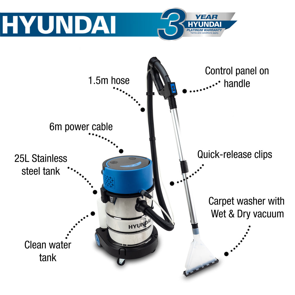 Hyundai HYCW1200E 1200W 2-in-1 Upholstery Cleaner / Carpet Cleaner / Wet & Dry Vacuum