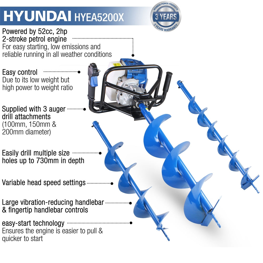 Hyundai HYEA5200X Petrol Earth Auger