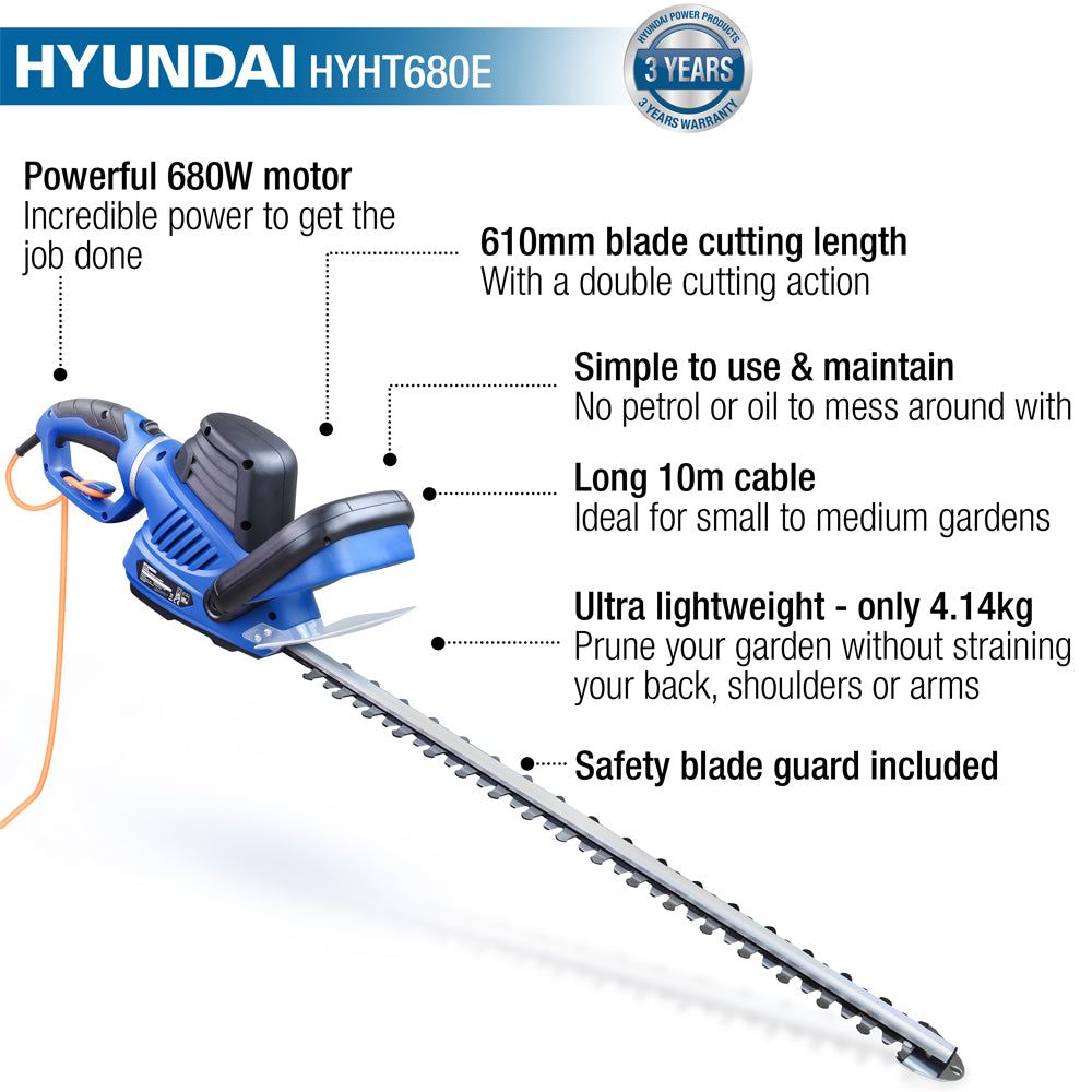 Hyundai HYHT680E Electric Hedge Trimmer