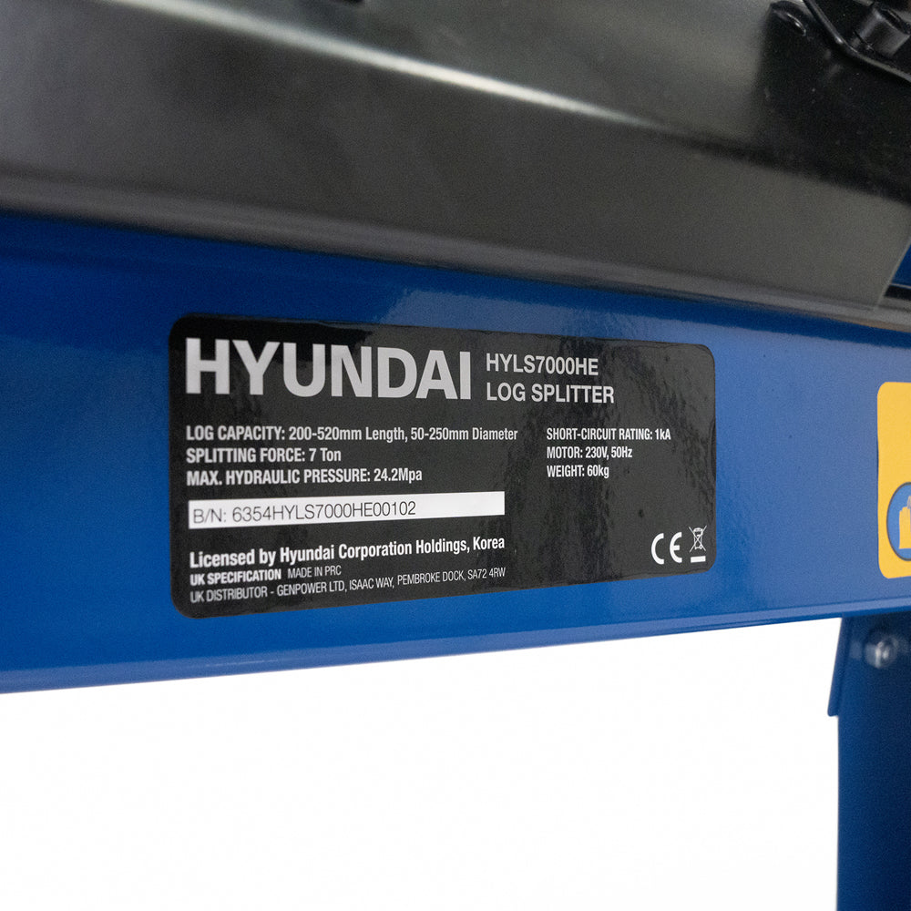 Hyundai HYLS7000HE 7 Ton Horizontal Electric Log Splitter