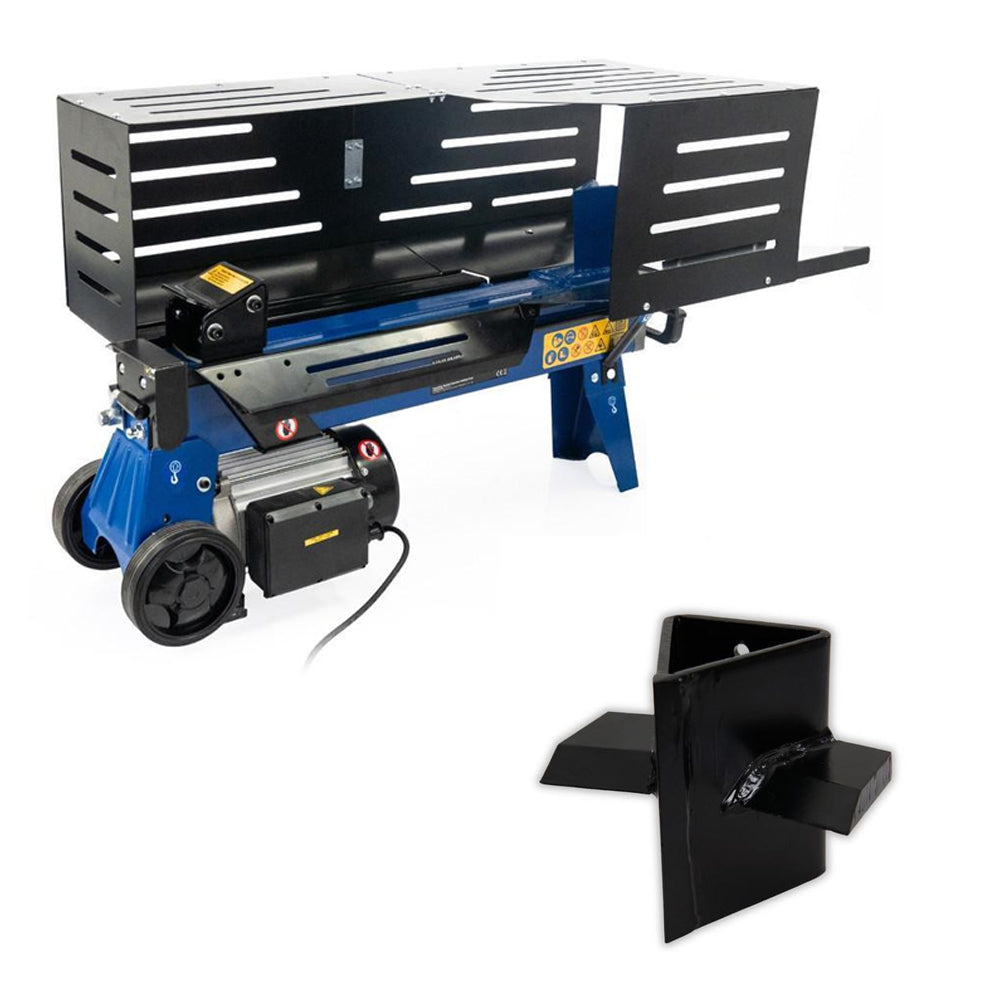 Hyundai HYLS7000HE 7 Ton Horizontal Electric Log Splitter + 1361150 4-Way Cross Wedge Kit