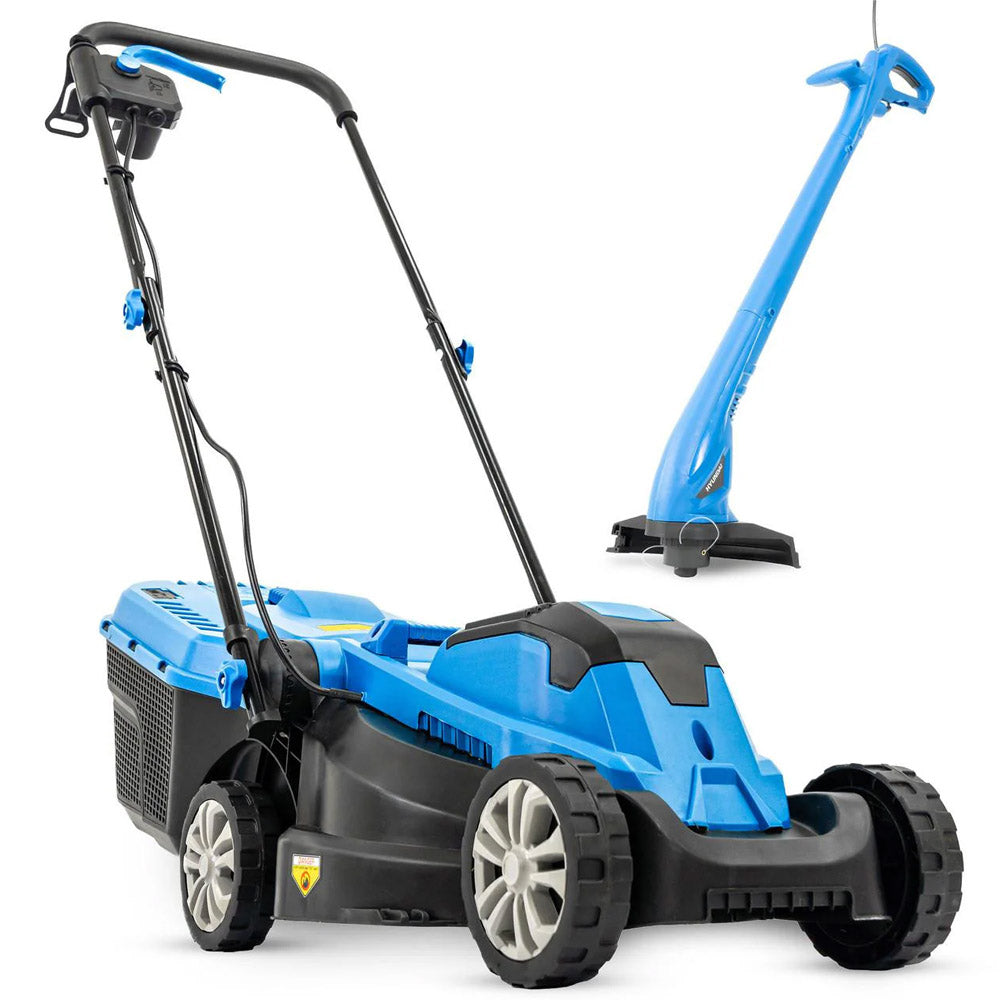 Hyundai HYM3313EGT 33cm 1300W Lawn Mower & 22cm 250W Grass Trimmer Electric Lawn Care Bundle