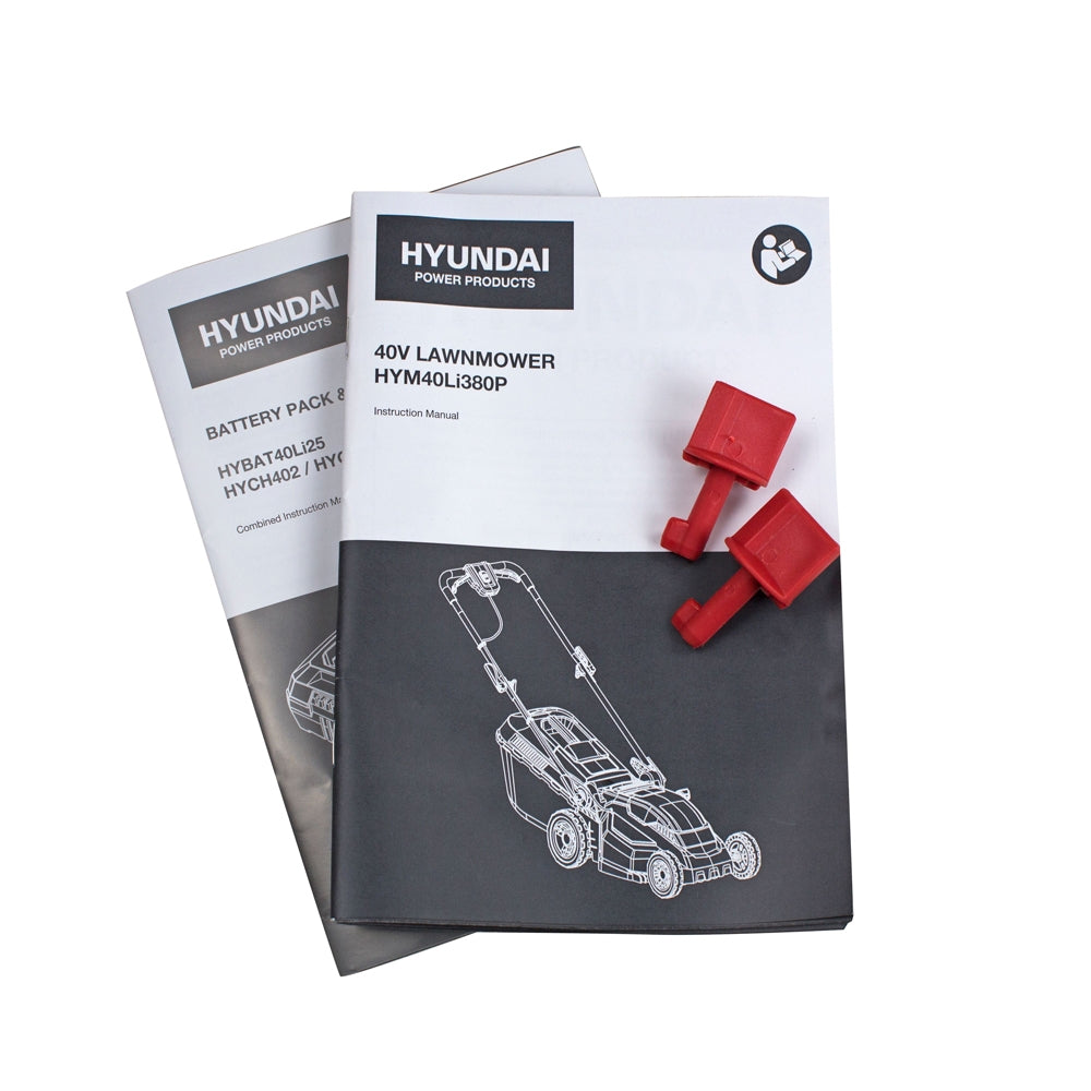 Hyundai HYM40Li380P 40V Push Cordless Lawn Mower with Rear Roller (with 2.5Ah Battery & Charger)