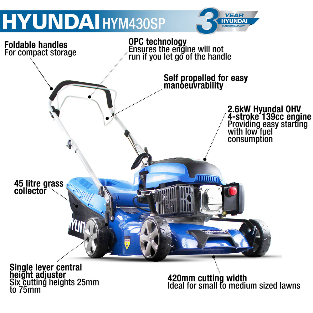Hyundai HYM430SP Self-Propelled Petrol Lawn Mower