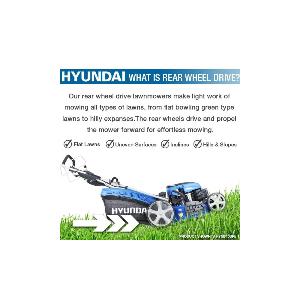 Hyundai HYM460SPE 46cm 139cc 4-in-1 Self-Propelled Petrol Lawn Mower (Electric Start)