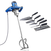 Hyundai HYPM1600E 1600W Electric Paddle Mixer with 5-Piece Trowel Set